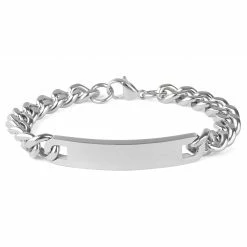 Fort Tempus 10mm Silver-Tone Stainless Steel ID Bracelet