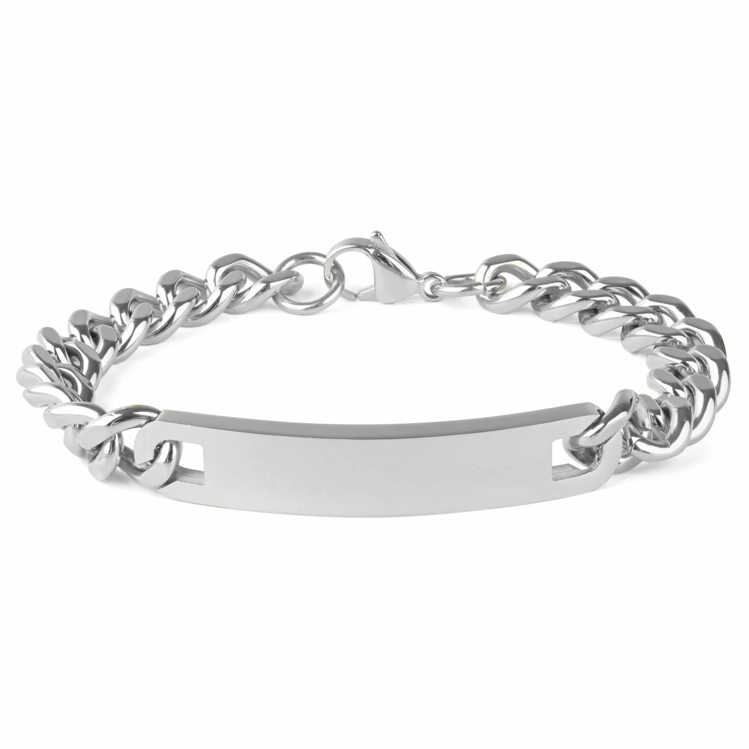 Fort Tempus 10mm Silver-Tone Stainless Steel ID Bracelet 1 Fort Tempus 10mm Silver-Tone Stainless Steel ID Bracelet