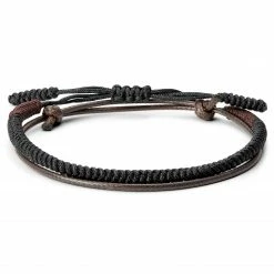 Waykins Black & Brown Braided Nylon Bracelet Set