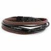 Lucleon Roy | Black & Brown Leather & Stainless Steel Wrap Bracelet