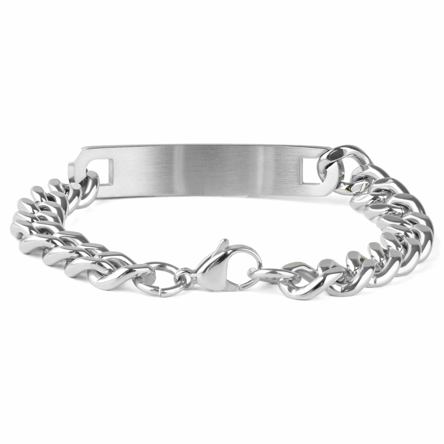 Fort Tempus 10mm Silver-Tone Stainless Steel ID Bracelet 2 Fort Tempus 10mm Silver-Tone Stainless Steel ID Bracelet - Image 2