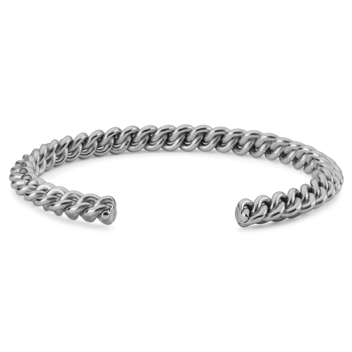 Fort Tempus Silver-Tone Stainless Steel Chain-Link Cuff Bracelet 2 Fort Tempus Silver-Tone Stainless Steel Chain-Link Cuff Bracelet - Image 2