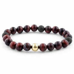 Neshraw Burgundy Stone & Black Zirconia Bracelet
