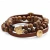 Lucleon Ankh | Brown Leather & Wooden Bracelet Set