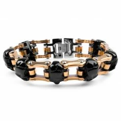 Fort Tempus Black & Gold-Tone Stainless Steel Bike Chain Bracelet 7 Fort Tempus Black & Gold-Tone Stainless Steel Bike Chain Bracelet -MEN'S BRACELETS Sales Store 13 1 50 1 189