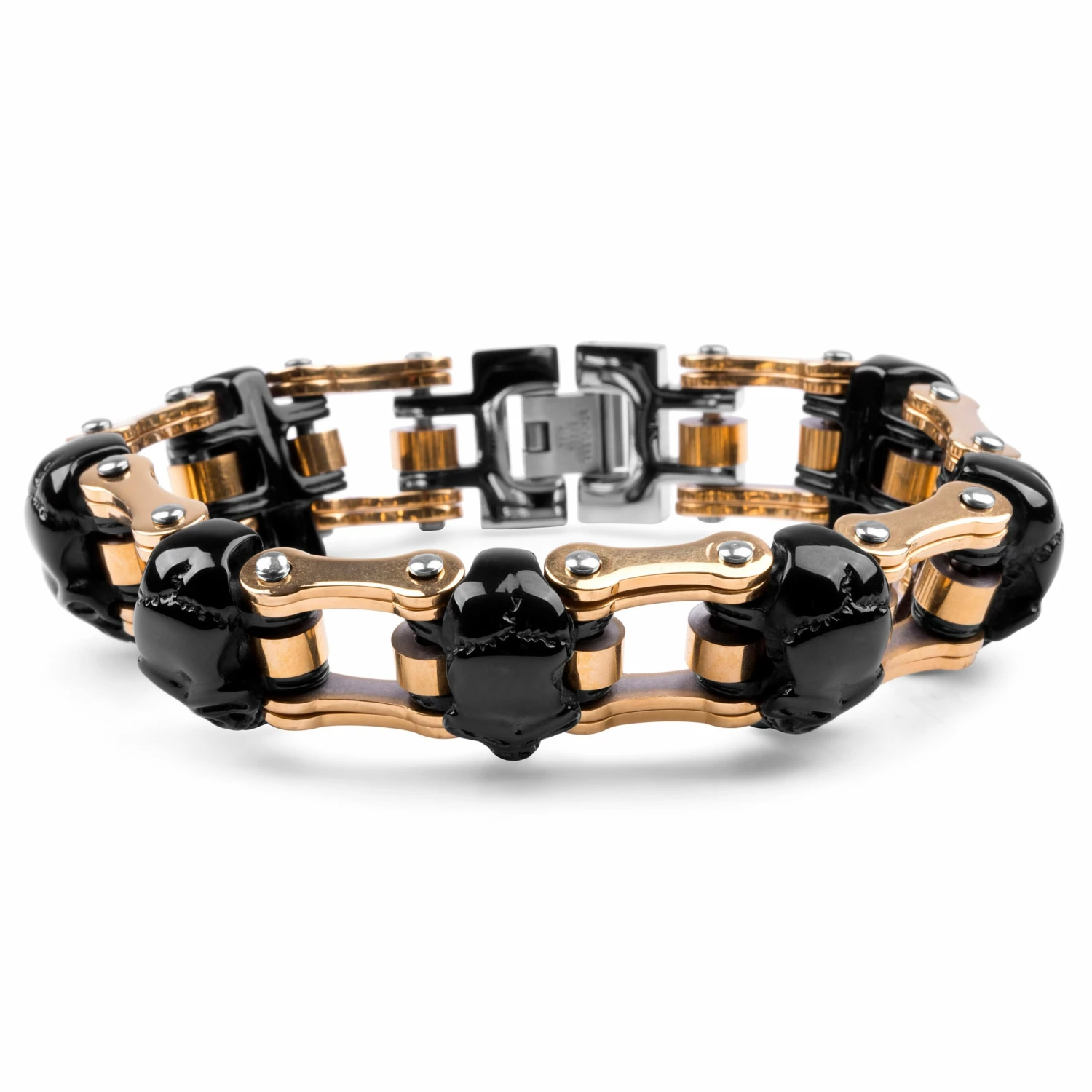 Fort Tempus Black & Gold-Tone Stainless Steel Bike Chain Bracelet 3 Fort Tempus Black & Gold-Tone Stainless Steel Bike Chain Bracelet - Image 3