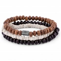 Lucleon Miro | Natural-Tone Wooden & Coconut Bracelet Set