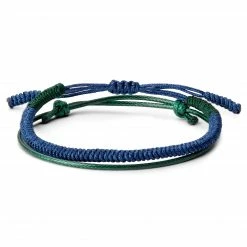 Waykins Green & Blue Braided Nylon Bracelet Set