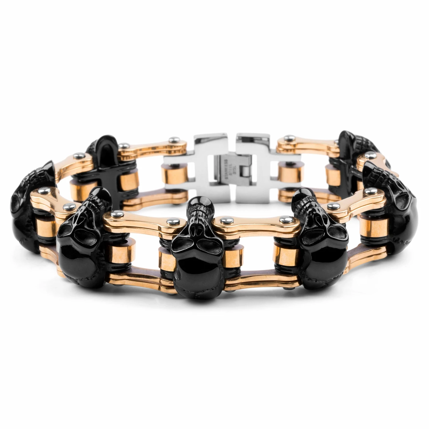 Fort Tempus Black & Gold-Tone Stainless Steel Bike Chain Bracelet 1 Fort Tempus Black & Gold-Tone Stainless Steel Bike Chain Bracelet