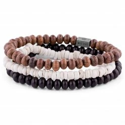 Lucleon Miro | Natural-Tone Wooden & Coconut Bracelet Set -MEN'S BRACELETS Sales Store 13 2 209