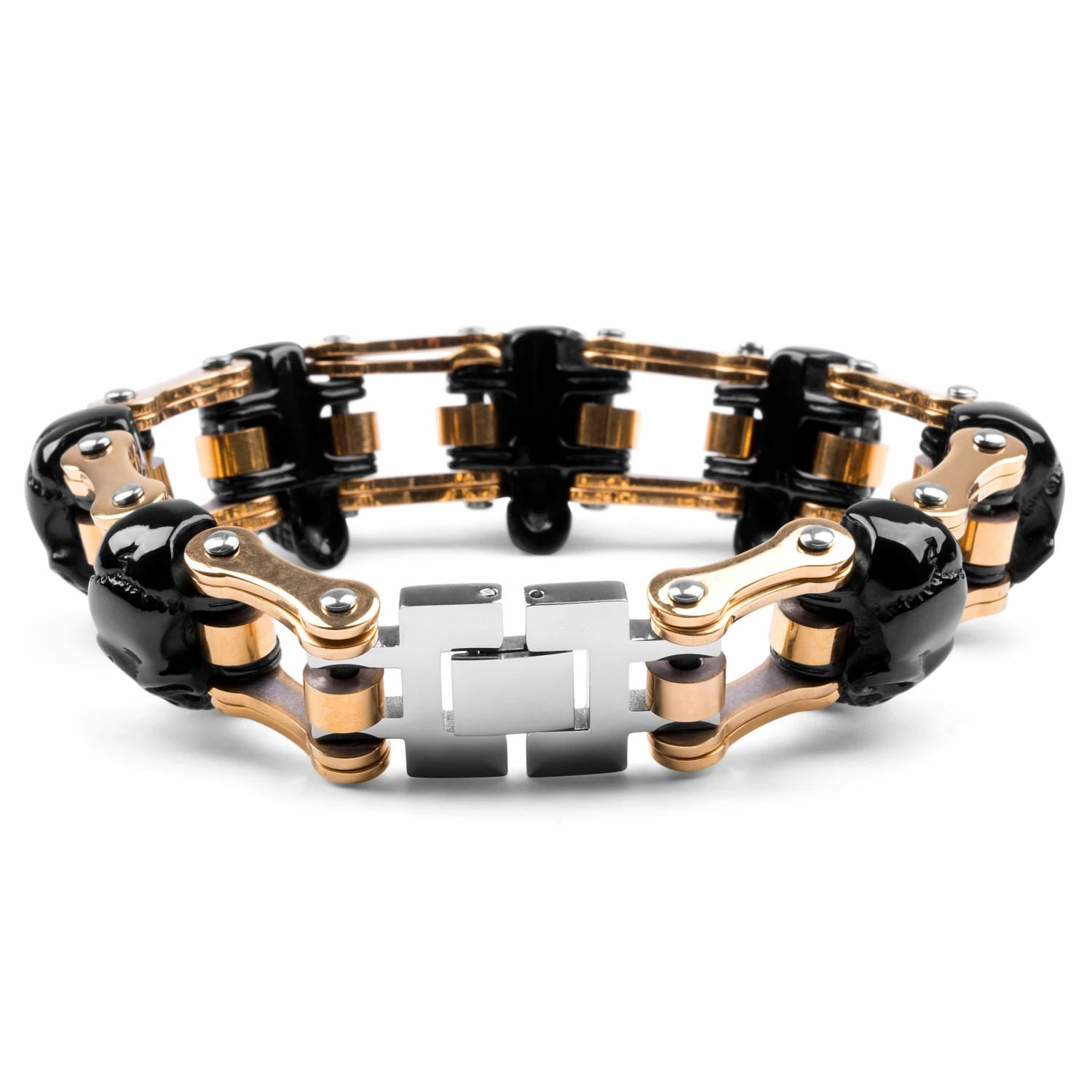 Fort Tempus Black & Gold-Tone Stainless Steel Bike Chain Bracelet 2 Fort Tempus Black & Gold-Tone Stainless Steel Bike Chain Bracelet - Image 2