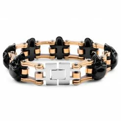 Fort Tempus Black & Gold-Tone Stainless Steel Bike Chain Bracelet 8 Fort Tempus Black & Gold-Tone Stainless Steel Bike Chain Bracelet -MEN'S BRACELETS Sales Store 13 4 52
