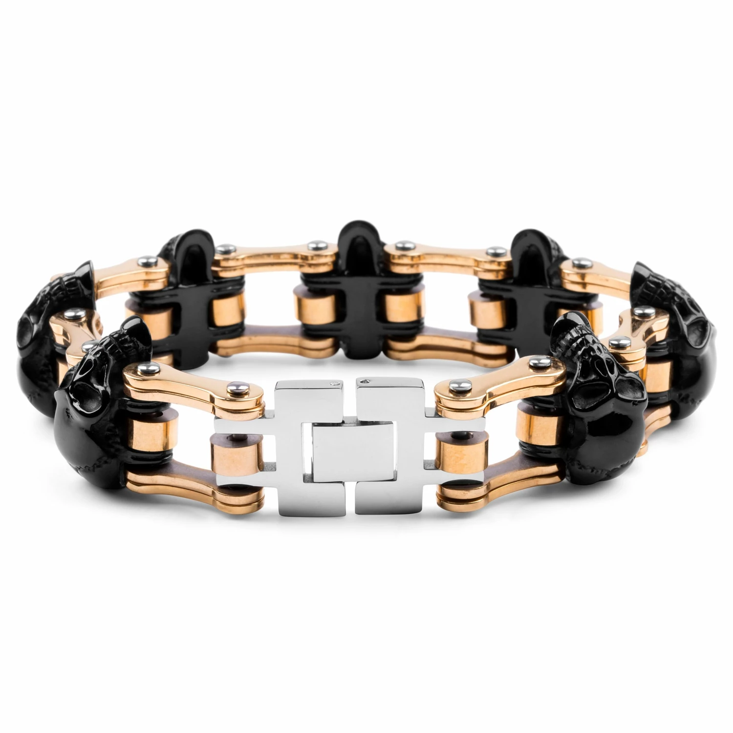 Fort Tempus Black & Gold-Tone Stainless Steel Bike Chain Bracelet 4 Fort Tempus Black & Gold-Tone Stainless Steel Bike Chain Bracelet - Image 4