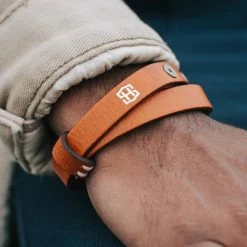 Salt & Hide Tan Buffalo Leather Wrap Bracelet -MEN'S BRACELETS Sales Store 13336 bracelet