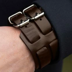 Collin Rowe Wide Raw Brown Leather Cuff Bracelet -MEN'S BRACELETS Sales Store 13789bm