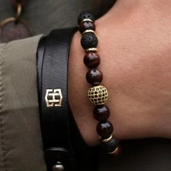 Neshraw Black Lava Rock & Red Tiger's Eye Bracelet -MEN'S BRACELETS Sales Store 13796bestseller