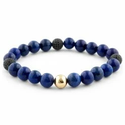 Neshraw Blue Lapis Lazuli & Black Zirconia Bracelet