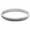 Lucleon Arie | Silver-Tone Stainless Steel Rope Texture Bangle Bracelet