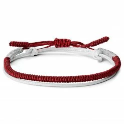 Waykins Red & Grey Braided Nylon Bracelet Set