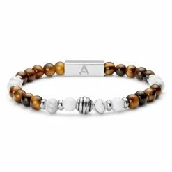 Arkai White Natural Stone & Tiger's Eye Bracelet -MEN'S BRACELETS Sales Store 14 295543f0ee01b3dcd1d42da39262f7a1b