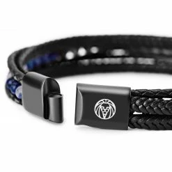 Lucleon Naxos | Black Braided Leather & Blue Lapis Lazuli Bracelet -MEN'S BRACELETS Sales Store 14 36dc67ad783f96436a21d2531fa72e162 3