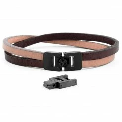 Lucleon Dark & Light Leather & Steel Single Strap Bracelet -MEN'S BRACELETS Sales Store 14 4 53