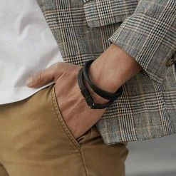 Lucleon Roy | Dark & Black Double Strap Bracelet -MEN'S BRACELETS Sales Store 14471 square