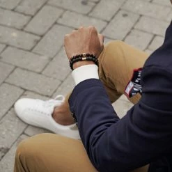 Lucleon Miro | Black Lava Rock & Red Tiger's Eye Bracelet Set -MEN'S BRACELETS Sales Store 14587 square