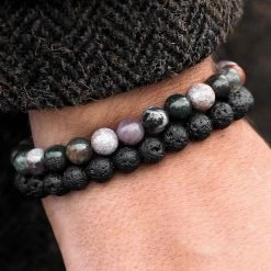 Lucleon Miro | Black Lava Rock & Multicolour Natural Stone Bracelet -MEN'S BRACELETS Sales Store 14595bm