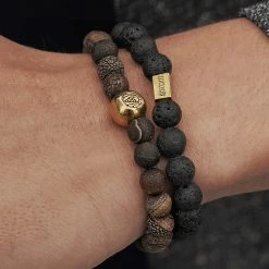 Lucleon Miro | Black Lava Rock & Brown Agate Bracelet Set 7 Lucleon Miro | Black Lava Rock & Brown Agate Bracelet Set -MEN'S BRACELETS Sales Store 14599best