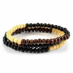 Collin Rowe 6mm Black, White & Brown Wood Bead Bracelet Set