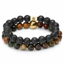 Lucleon Miro | Black Lava Rock & Natural Stone Bracelet Set -MEN'S BRACELETS Sales Store 14miroo