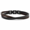 Lucleon Roy | Dark & Black Leather & Steel Single Strap Bracelet