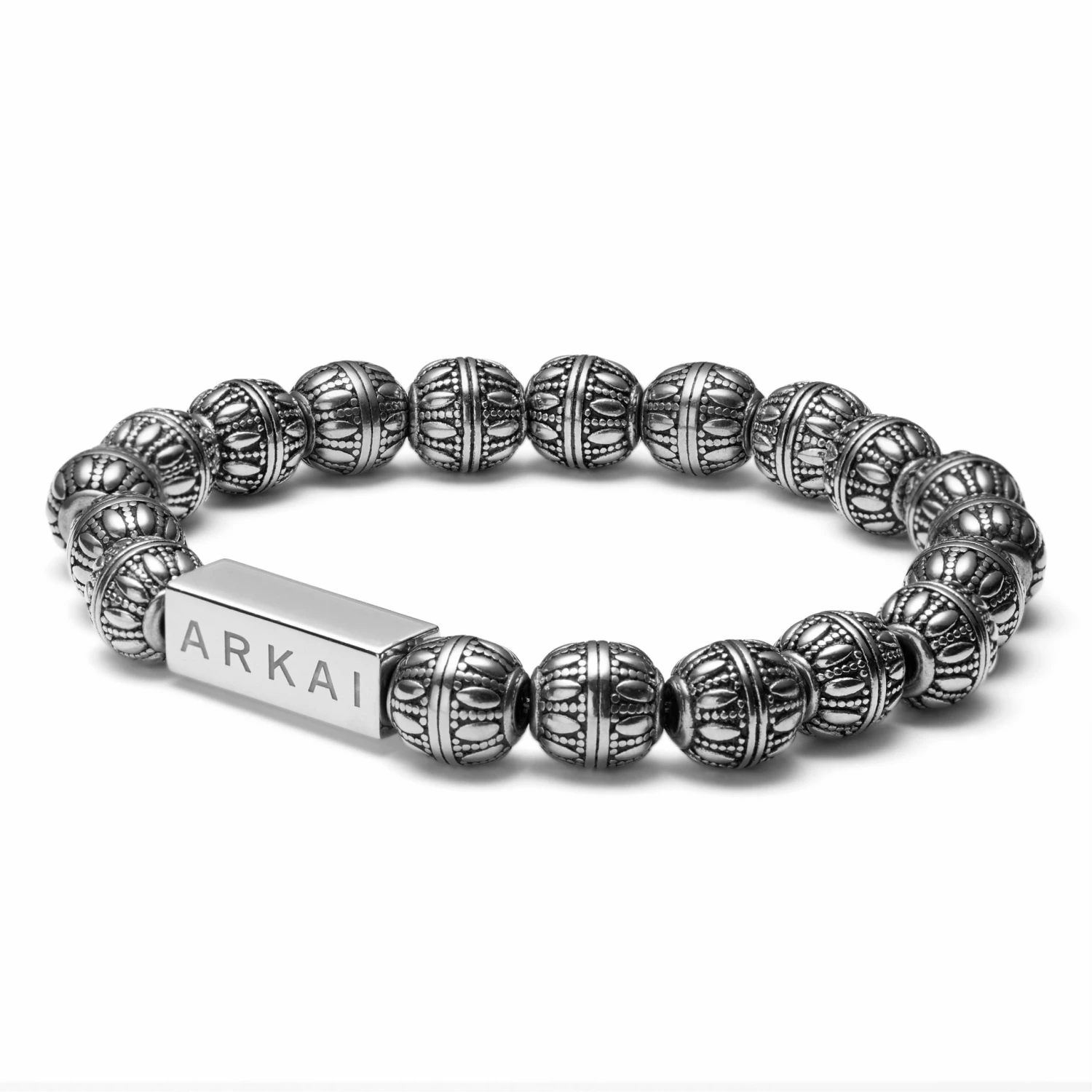 Arkai Roas | Silver-Tone Stainless Steel Bead Bracelet 2 Arkai Roas | Silver-Tone Stainless Steel Bead Bracelet - Image 2