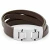 Fort Tempus Brown Leather Strip & Stainless Steel Bracelet