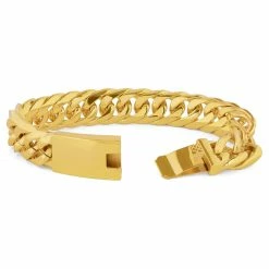 Fort Tempus Chunky Gold-Tone Stainless Steel Curb Chain Bracelet -MEN'S BRACELETS Sales Store 15 3 83