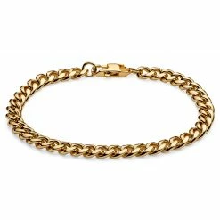 Lucleon 1/4" (6 mm) Gold-Tone Stainless Steel Curb Chain Bracelet