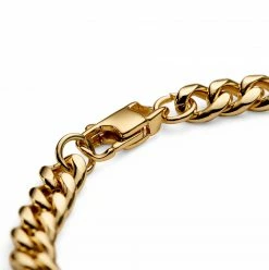Lucleon 1/4" (6 mm) Gold-Tone Stainless Steel Curb Chain Bracelet -MEN'S BRACELETS Sales Store 15096 g brac3