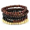 Collin Rowe Black, Brown & Cream Natural Wooden Bracelet Set