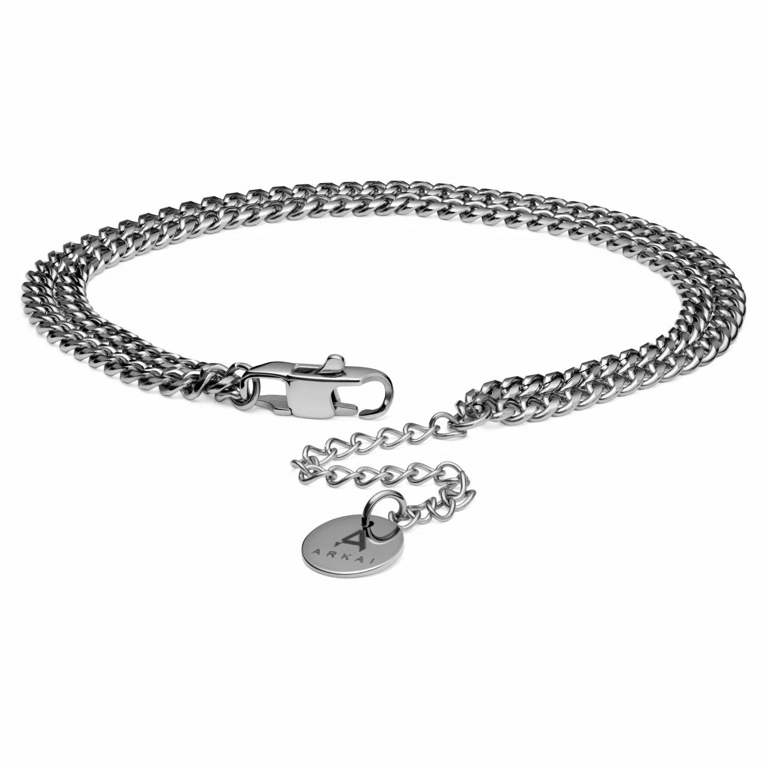 Arkai Rico | Silver-Tone Double Curb Chain Bracelet 3 Arkai Rico | Silver-Tone Double Curb Chain Bracelet - Image 3