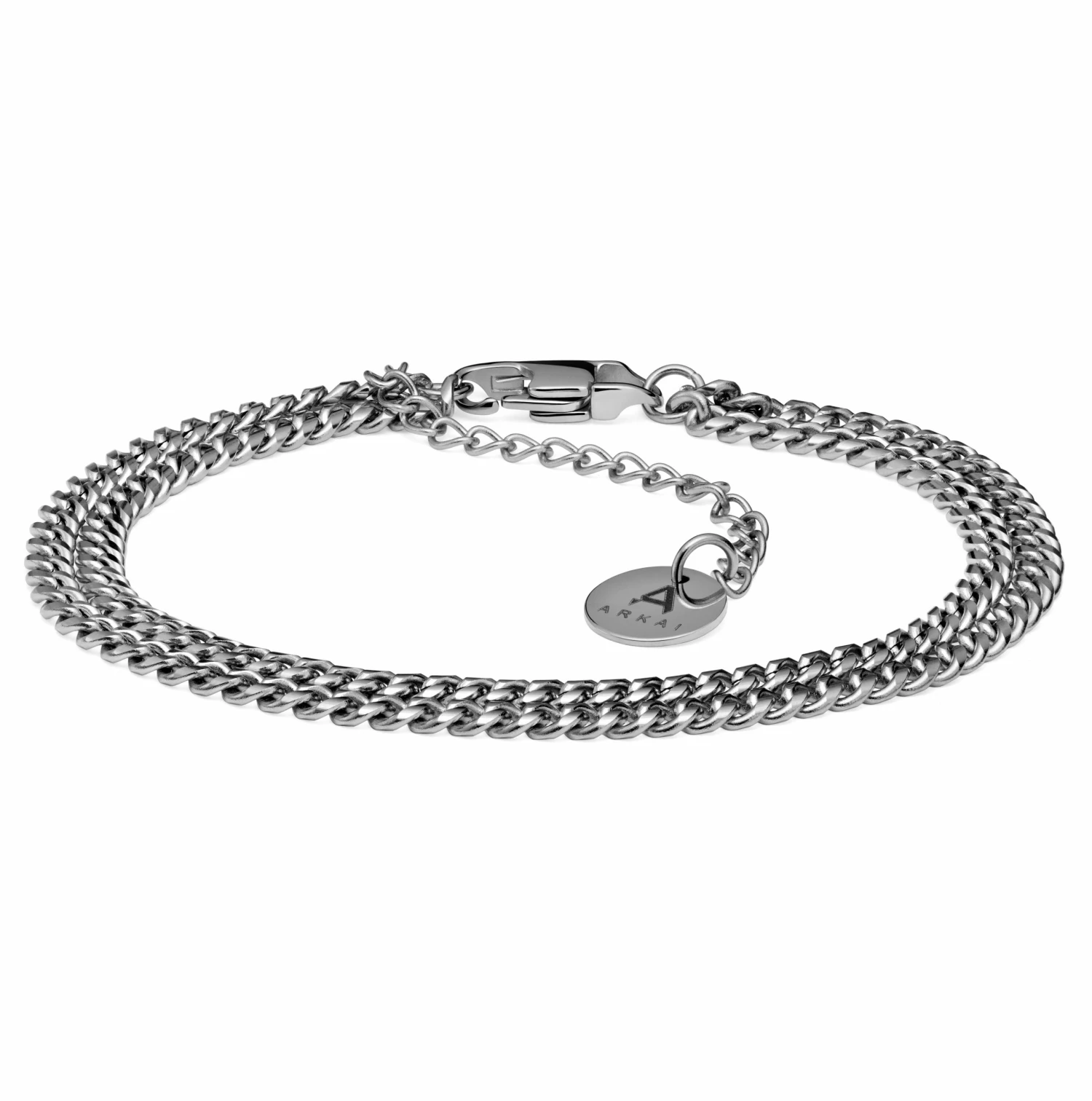Arkai Rico | Silver-Tone Double Curb Chain Bracelet 1 Arkai Rico | Silver-Tone Double Curb Chain Bracelet