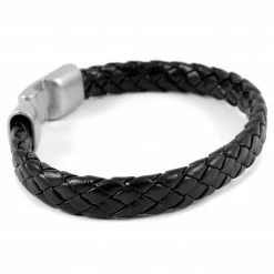 Fort Tempus Simple Black Braided Leather Bracelet -MEN'S BRACELETS Sales Store 16 56