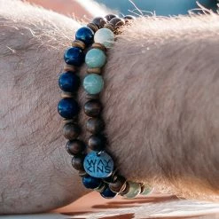 Waykins Wave | Blue Lapis Lazuli & Wooden Bracelet -MEN'S BRACELETS Sales Store 17658 2bm