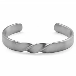 Lucleon Evan | Silver-Tone Stainless Steel Twisted Cuff Bracelet