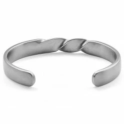 Lucleon Evan | Silver-Tone Stainless Steel Twisted Cuff Bracelet -MEN'S BRACELETS Sales Store 18 2 scsccs