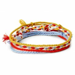 Waykins Yellow, Red & Blue Braided Yarn Bracelet Set