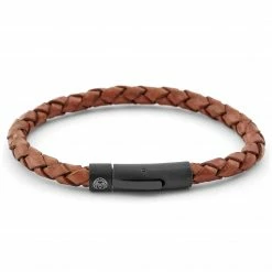 Lucleon Tan & Black Braided Leather Cord Bracelet