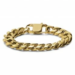 Lucleon 14mm Gold-Tone Stainless Steel Curb Chain Bracelet