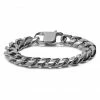 Lucleon 14mm Silver-Tone Stainless Steel Curb Chain Bracelet