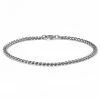 Lucleon 4mm Silver-Tone Stainless Steel Curb Chain Bracelet